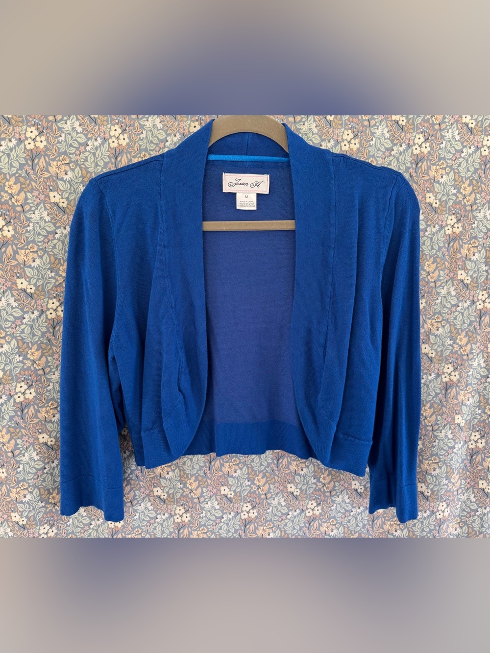 Jessica Cobalt Blue Open-Front Cropped Cardigan